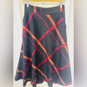 Vintage 70’s/80’s Wool Plaid A-Line Skirt. Size Small